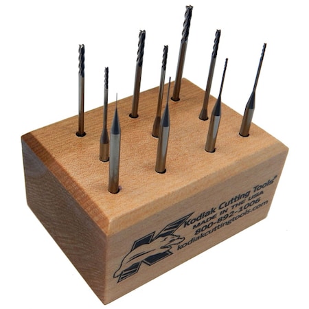 Kodiak Cutting Tools 10pc Micro Carbide End Mill Set, Reach 12Xs DIA, LOC 5Xs DIA 56399928